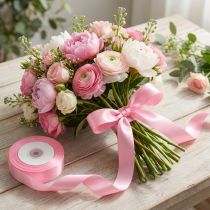 Product Gift and decoration ribbon 15mm x 50m light pink