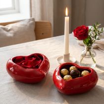 Product Ceramic Decorative Hearts Red Bowl Glossy 13×15×6.5cm 2 pcs