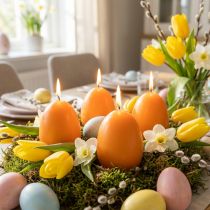 Product Egg-shaped candle for Easter decoration, perfect Easter atmosphere in the house, 9cm, 20h, 6 pieces