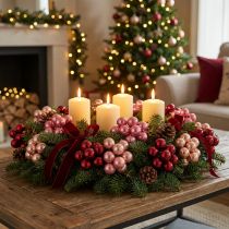 Product Christmas baubles on wire, set mini shiny mirrored berries, 20mm, 140 pieces