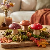 Product Wooden Mushrooms Decorative Mushrooms Wooden Fly Agarics Red Orange 5cm 9 Pcs