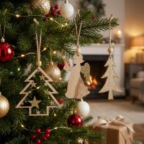 Product Christmas hangers assorted 10cm with glitter 12 pcs