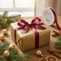 Product Gift ribbon taffeta ribbon decorative ribbon Bordeaux 15mm 50m