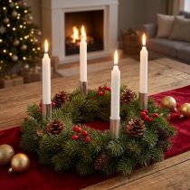 Product Candle holder silver for taper candles 15cm 4 pcs