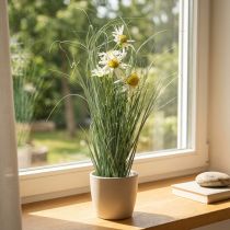 Product Artificial grass with Echinacea in a white pot 56cm