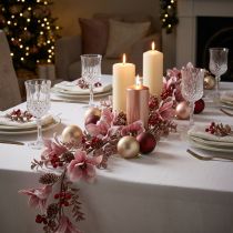 Product Christmas Garland Berry Branch with Cones Red Pink 130cm