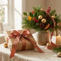 Product Christmas Ribbon Christmas Time Band Red Brown Gold 15mm 20m