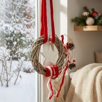Product Christmas window wreath to hang red, white Ø20cm L98cm