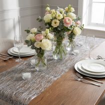 Product Deco fleece Sizoweb table runner silver 30cm 5m