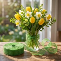 Product Green jute ribbon, 5cm wide, 40m long
