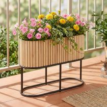 Product Mini raised bed, jardiniere, planter, wood, oval, 50×20cm, H40cm