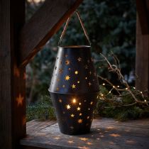 Product Hanging lantern made of metal in anthracite with stars – Ø18.5 cm, height 50 cm – Elegant outdoor and indoor lighting