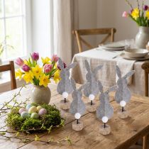 Product Stand Table Decoration Easter Bunny Decoration Felt Grey 19cm 12 Pcs