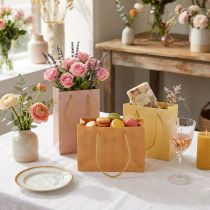 Product Gift bags woven paper vanilla orange pink 20×10×10cm 6pcs