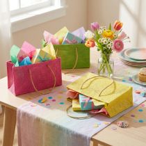 Product Gift bags with handles paper woven look colorful 20×10×10cm 6pcs