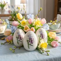 Product Ceramic Easter eggs decoration with floral decoration 12cm 3pcs