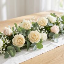 Product Decorative Roses Cream Artificial Roses Wooden Roses Ø7.5cm 12 pcs