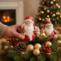Product Christmas figures Santa Claus with animals 10x7x9cm 2pcs