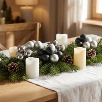 Product Mini Christmas Ball Silver, Anthracite Glass Ø40mm Mix 32 Pcs