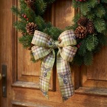 Product Decorative ribbon with deer head and checkered pattern, 40mm x 15m