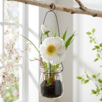 Product Poppy in a glass to hang white H22cm