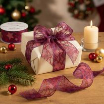 Product Glittering star-patterned decorative ribbon for Christmas decorations, 40mm x 15m