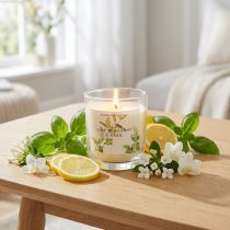 Product Scented candle in glass bergamot lime basil Ø7.5cm H8.5cm