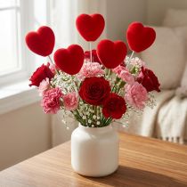 Product Flower plug decoration heart red heart plug 6x6cm H26cm 18 pcs