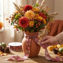 Product Decorative ribbon with autumn leaf motif, 40mm wide, 15m long