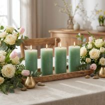 Product Jade Green Pillar Candles, Dyed Through, High-Quality Decorative Candles 70x120mm, Stylish Table Decoration and Gift Idea, Set of 4