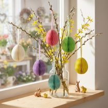 Product Easter eggs for hanging, honeycomb eggs, decorative, colorful, 8cm, 6 pieces