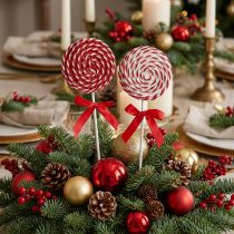 Product Lollipop Christmas Decoration Red White Lolly Foam H30cm 2pcs