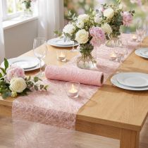 Product Deco fleece Sizoweb table runner pink 30cm 5m