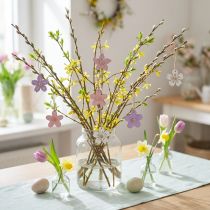 Product Wooden flowers hanging decoration wood purple, pink, white 4.5cm 24 pcs