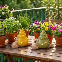 Product Ceramic decorative snail with LED lighting. Fun table decoration for home and balcony. 12cm, 2 pieces.