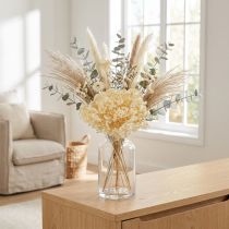 Product Decorative Hydrangea Cream Real Flower Preserved Ø20cm 1 pc