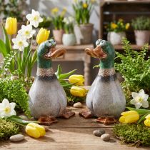 Product Duck Decoration Ceramic Brown Green Drake Sitting H17.5cm 2 Pcs