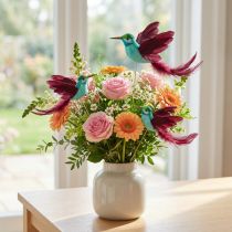 Product Hummingbird Decoration on Stick Turquoise Burgundy 13–15cmx9–10cm 6 pcs