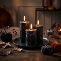 Product Elegant black pillar candles, solid color, 70x100mm, 4 pieces - decoration, Christmas, Halloween