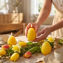 Product Easter egg candle for Easter decoration in the living room, attractive and perfect for Easter, 9cm, 20h, 6 pieces