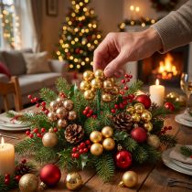Product Mini Christmas baubles on wire, mirrored berries, glossy, 20mm, 140 pieces