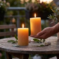 Product Solid-colored honey-hued pillar candles, 85x120mm, set of 2, decoration for home &amp; garden