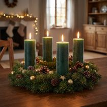 Product Solid coloured candles dark green taper candles 34x300mm 4 pcs