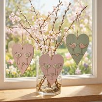 Product Heart made of wood, decorative heart for hanging, heart decoration H16cm 6 pcs