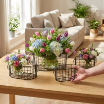 Product Wire basket with handles metal black 17-32cm set of 4