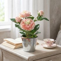 Product Decorative rose in pot, romantic silk flowers, pink peony