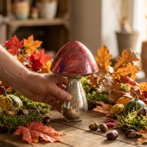Product Decorative red glass mushroom, autumn decoration, Ø14cm H23cm
