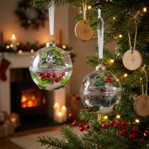 Product Christmas tree balls glass to fill holly Ø6cm 2pcs