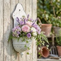 Product Shabby Chic Wall Bowl Metal Half Round White 24cm×10cm×47cm