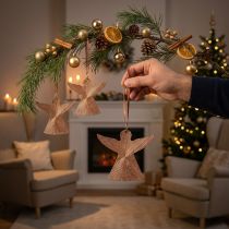 Product Angels to hang, Advent decorations, metal decorations copper-colored 9 × 10cm 3pcs
